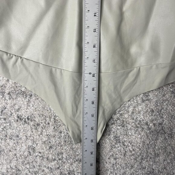 Wilfred Free Bodysuit Womens Medium Light Gray Faux Leather Sleeveless Stretch - Picture 3 of 9
